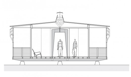 Casa Tropical, corte, Nigéria e República do Congo, 1949. Arquiteto Jean Prouve