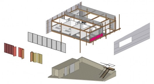Residência Praia Vermelha, perspectiva isométrica, Ubatuba SP Brasil, 2015. Arquitetos Lua Nitsche e Pedro Nitsche/Nitsche Arquitetos