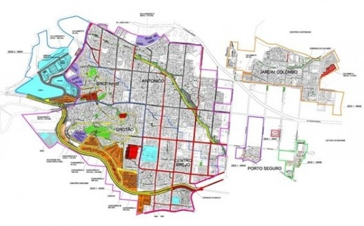 Mapa do Complexo Paraisópolis com projetos realizados, alguns ainda não implantados como o Parque do Sanfona e Escola de Música, no Grotão