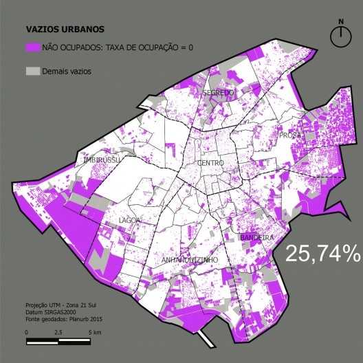 Porcentagem de áreas sem edificação – Taxa de Ocupação 0% (25,74%)