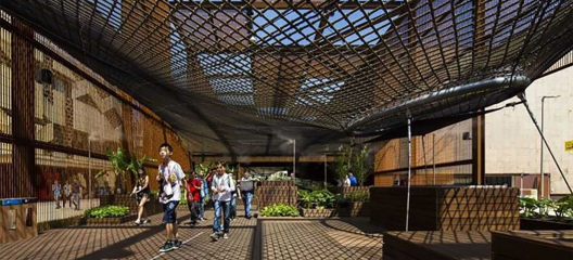 Concurso para o Pavilhão do Brasil na Expo Milão 2015, primeiro lugar, térreo da galeria de imersão. Studio Arthur Casas (arquitetura), Atelier Marko Brajovic e Carmela Rocha (expografia) e Mosae (responsável técnico)