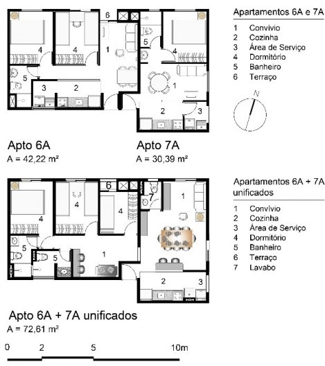 Planta apartamento 6A, 7A, 6A + 7A