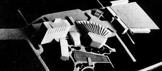 Foto da maquete do Conjunto Cultural da Cidade Universitaria de Caracas