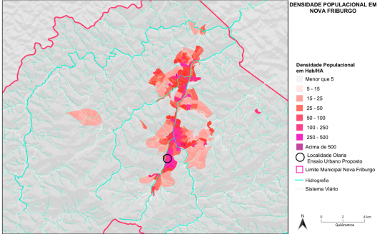 Mapa da Densidade Populacional 2010 em Nova Friburgo