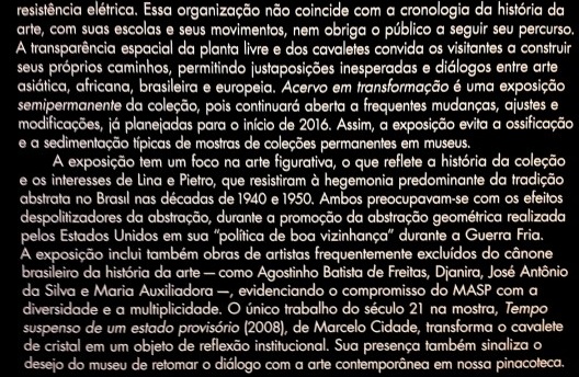 memorial descritivo da exsposição Acervo em transformação, Masp