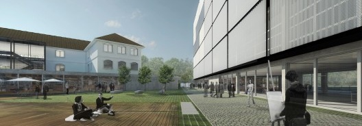 Pátio interno e rua semi-pública mostrando a relação com a antiga edificação