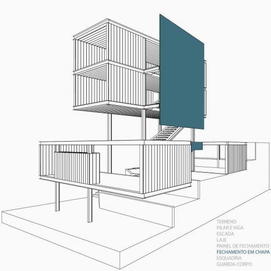 Estúdio Madalena, diagrama de montagem, São Paulo, 2015. Apiacás Arquitetos