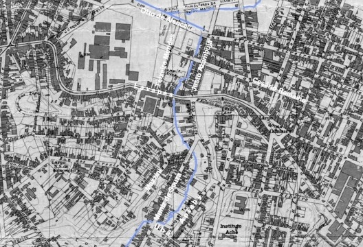 Córrego Cambuci, da rua Ubá à rua Otto de Alencar, em 1930