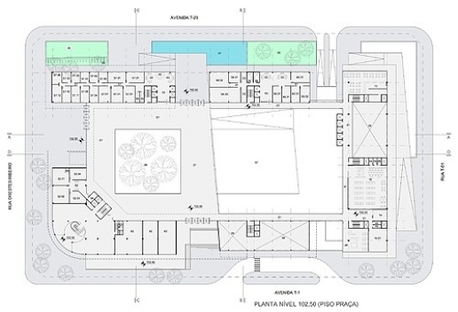 Planta do pavimento intermediário (praça elevada)