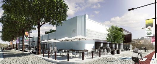 1º lugar Concurso Mercado Público de Lages, perspectiva externa diurna, Lages. Escritórios Zulian Broering + Zanatta Figueiredo