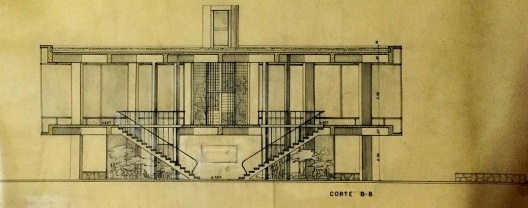 Edifício-restaurante, seção transversal
