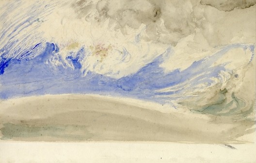 John Ruskin, Cloud effect over Coniston Old Man, 1880. Lápis e aquarela