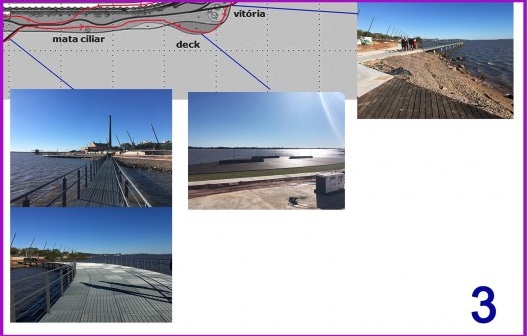 Cartografia-janela 3 do percurso da excursão-visita: saindo da península do restaurante caminhamos até o ponto de partida em um caminho entremeado por decks, passeios e pontes
