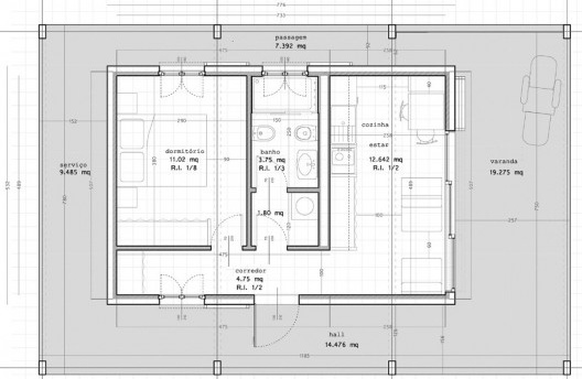 Planta baixa da unidade Tipo A