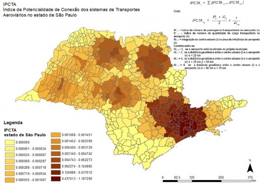 Índice de potencialidade de conexão dos sistemas de transportes aeroviários, 2018