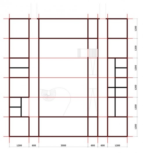 Planta esquematizada do primeiro andar dos dois palácios