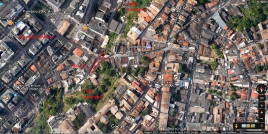 Localização da área de estudo em relação ao CAS e a área do comércio