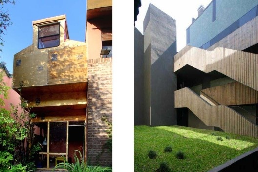 À esquerda, dormitório infantil, Boulonge sur Mer, Buenos Aires, A77 / Gustavo Diéguez e Lucas Gilardi, 2006; à direita, Edifício Conesa, Buenos Aires, Adamo-Faiden, 2008