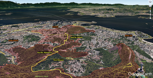 Santa Teresa no contexto urbano e topográfico (vista por sudoeste)