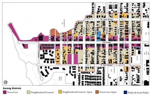 Fig. 8 – Divisão da parte central de Benicia, CA, em distritos para o form-based code