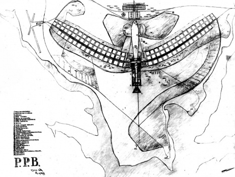 Plano Piloto de Brasília. Desenho apresentado no concurso