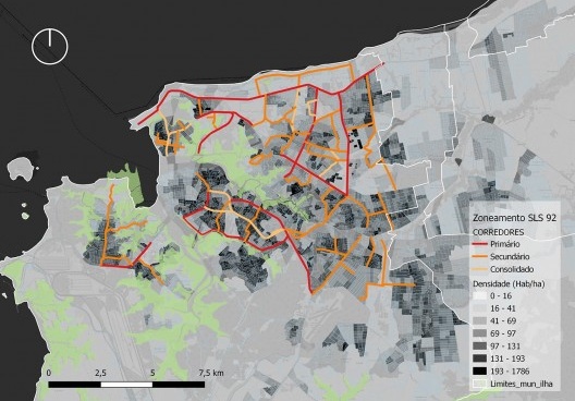 São Luís MA, densidade de 2010 x hierarquia viária (corredores)