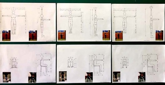 Desenhos e medidas do corpo humano realizadas por estudantes