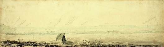 África do Sul, vista da Cidade do Cabo, Baía da Mesa, e Tygerberg (Robbin Island), com anotações, 26 dez 1810