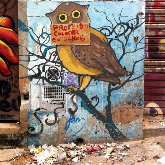 \"Lixeiras, quando existem, atrapalham o andar. Quando não, o lixo se espalha à vontade\".