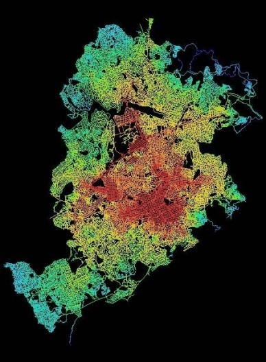 Figura 04 – Mapa axial de Belo Horizonte (integração global)