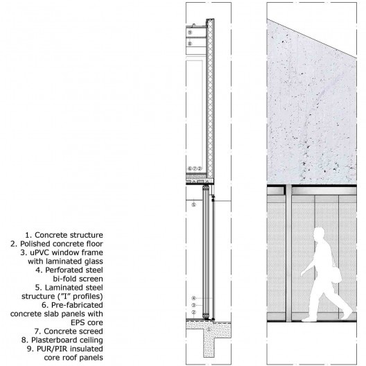 Casa 711H, corte com detalhe técnico, Brasília, 2017. Arquitetos Daniel Mangabeira, Henrique Coutinho e Matheus Seco