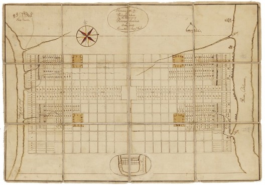 Planta da Filadélfia de 1682, segundo planejamento de William Penn