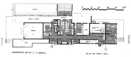 Villa Cavrois, planta 1º pavimento, Roubaix, França. Arquiteto Mallet-Stevens