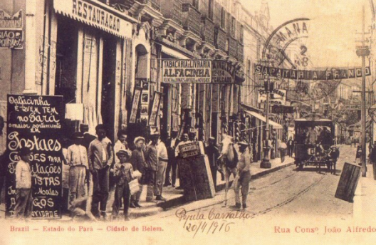 Bonde de tração animal na Rua Conselheiro João Alfedro, 1870