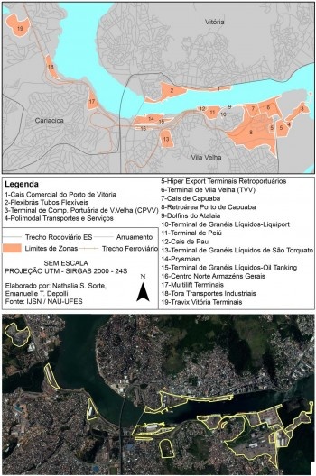Atividade portuária na Baía de Vitória
