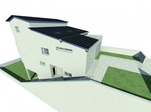 Perspectiva lateral da casa-atelier de Samson Flexor. São Paulo. Rino Levi, 1951.