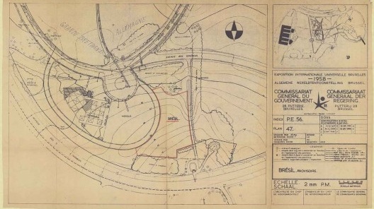 Exposição Universal e Internacional de Bruxelas, Planialtimétrico e geometria do lote brasileiro para a 19 dez. 1956