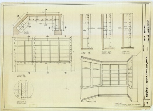 Prancha do projeto de mobiliário, Casa Bonomi