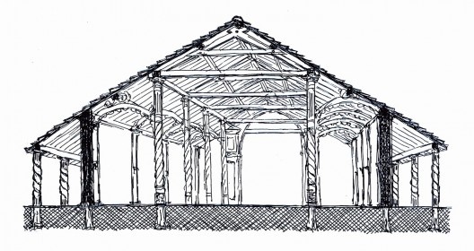 Igreja de São Miguel, corte esquemático, Chiquitos, Bolívia