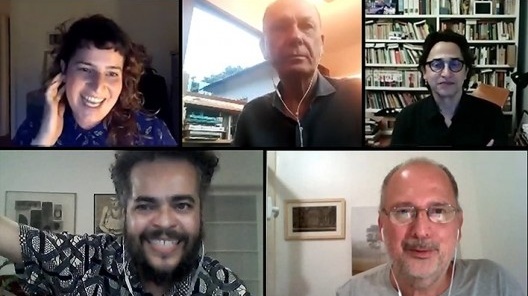 Helena Guerra, José Miguel Wisnik, Eucanaã Ferraz, Evandro Camperom e Abilio Guerra, Transa Marieta 9, dezembro de 2020