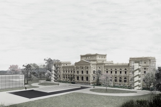 Ampliação do Museu Paulista da USP (Museu do Ipiranga), vista posterior. Arquitetos Eduardo Colonelli e Silvio Oksman, 2008