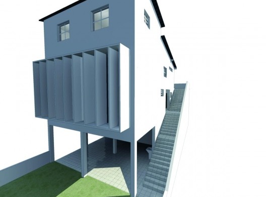 Perspectiva lateral da casa-atelier de Samson Flexor. São Paulo. Rino Levi, 1951.