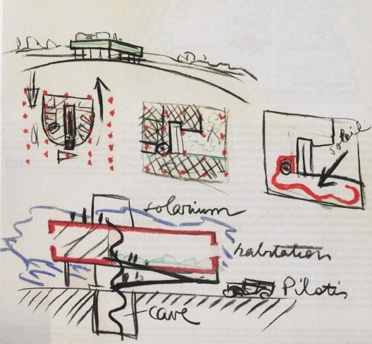 Ville Savoie, versão 1, croquis, 1929. Arquiteto Le Corbusier