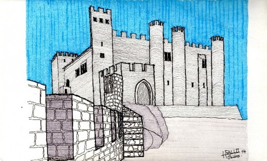 Óbidos: vista do castelo/ cidadela no interior da muralha com suas ameias