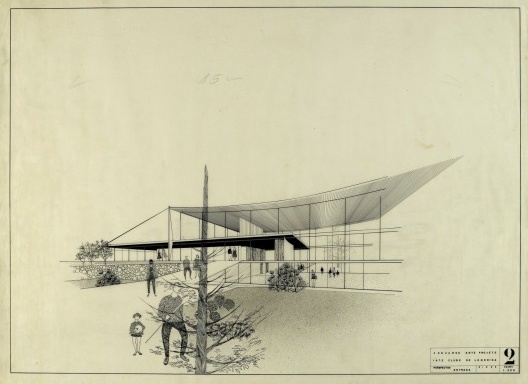 Perspectiva Yacht club, Londrina, 1959. Arquitetos João Walter Toscano, Odiléa Setti Toscano, Julio Roberto Katinsky, Abrahão Velvu Sanovicz