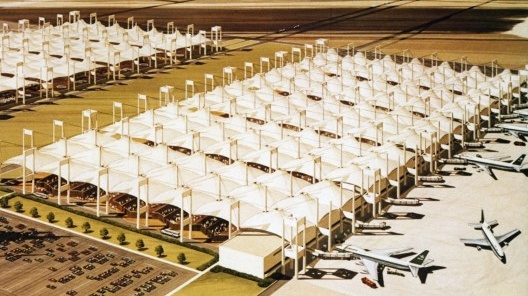 Aeroporto internacional King Abdul Aziz, exemplo de apoios pontuais. Escritório Skidmore, Owings & Merrill
