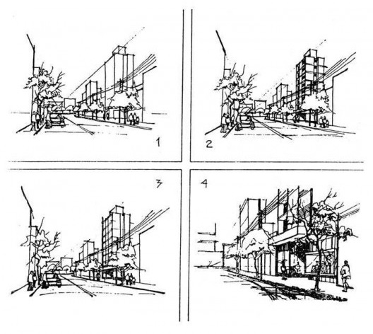 Edifício FAU UNC e entorno, desenho de Sylvia Dobry, 1963