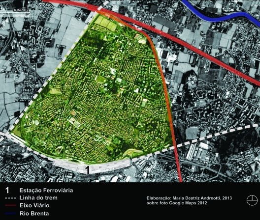 Mapa de Padova Nord, em Pádua, região norte veneziana, Itália