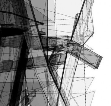 Anteprojeto para um Pavilhão Tecnológico, a ser construído como parte de um edifício multi-uso projetado por Steven Holl Architects em Chengdu, China. Lebbeus Woods em colaboração com Christoph A. Kumpusch, 2007