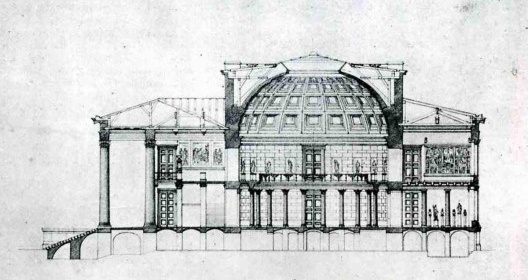 Corte do Altes Museum, Berlim, do arquiteto Karl Friedrich Schinkel, 1822-1830